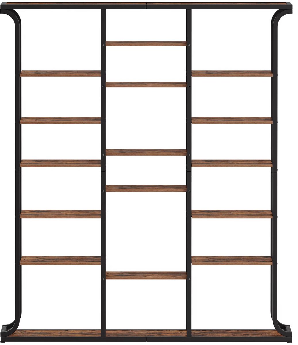 Naiz - Boekenkast - Industriële stijl - 6-laags - 3 kollommen - 17 vakken - 24 x 156 x 180 cm
