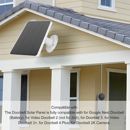 Zonnepaneel Deurbel Oplader - Compatibel met Nest en Ring Video Deurbellen - 10W — afbeelding 3
