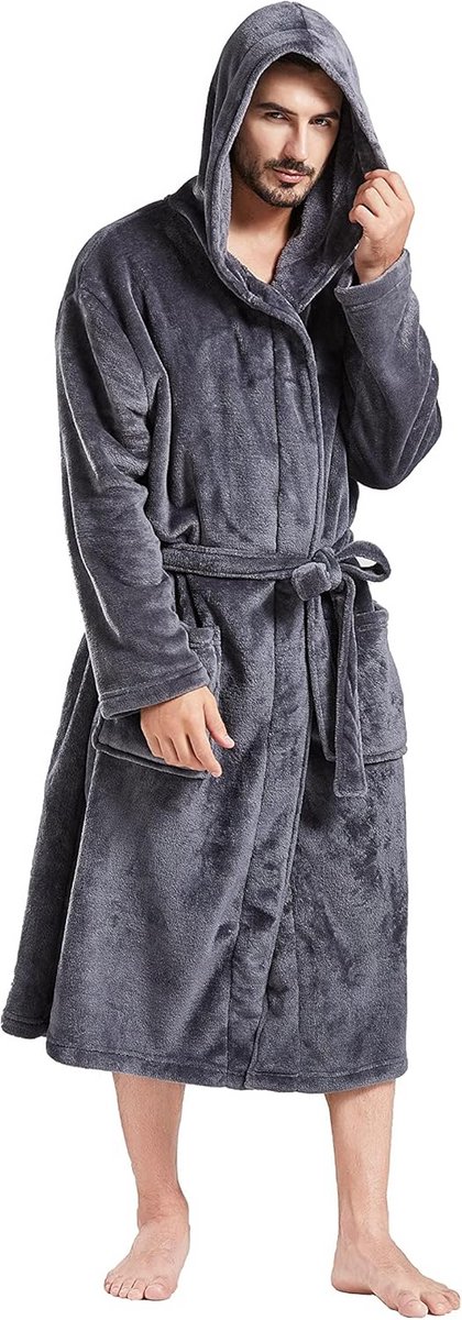 Luxe Heren Badjas met Sjaalkraag - Zachte Warme Fleece Huisjas