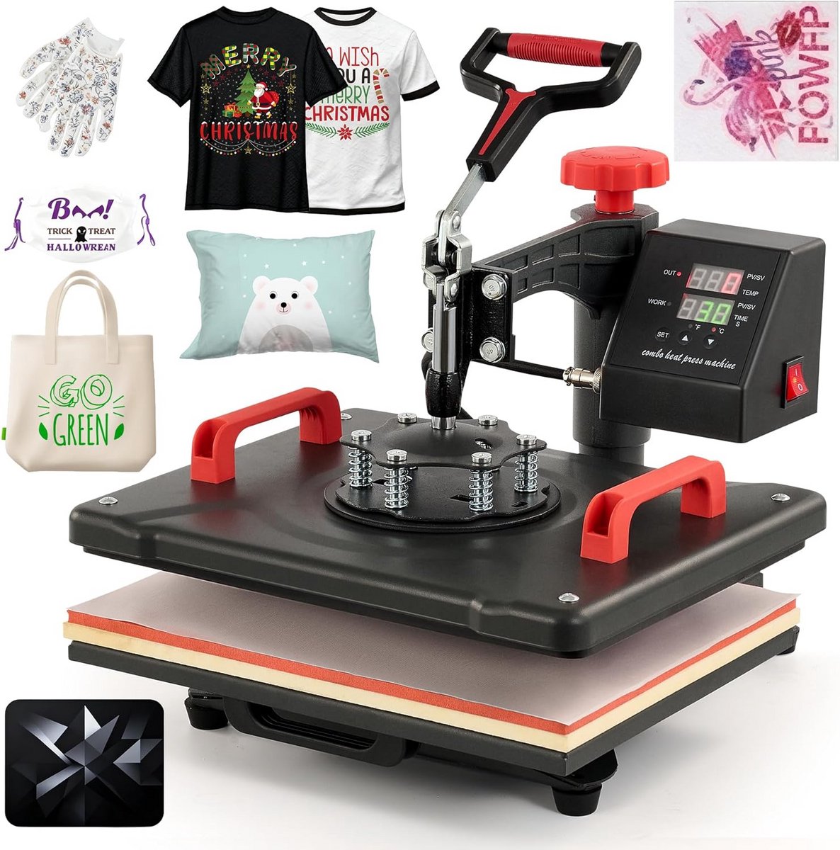 Hittepers Machine 38x30 cm - 360° Draaibaar - Transfer Pers voor Textiel, T-shirts en Kussens