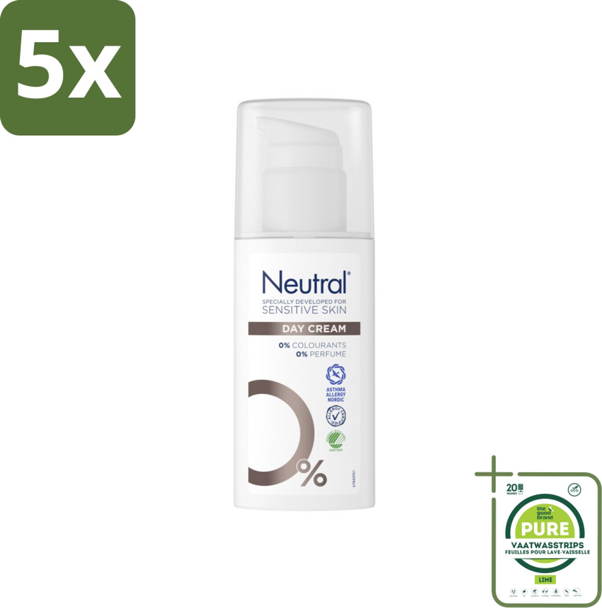 5 x Neutral Face Cream 50 ml - Grootverpakking - Gevoelige Huid - Dagcrème - Hydratatie - Glycerine - Parfumvrij
