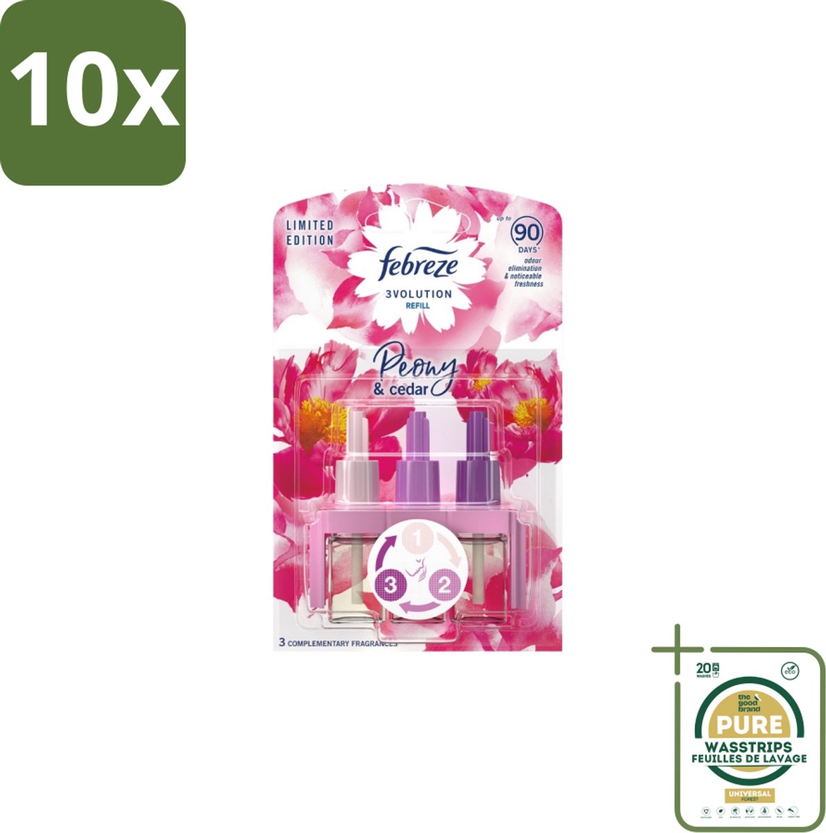 10 x Ambi Pur – Luchtverfrisser – 3Volution Peony & Cedar – Langdurig - Grootverpakking - Luchtverfrisser - Geurverwijdering - Elektrische Luchtverfrisser - Geurautomatisch - Geurwisseling
