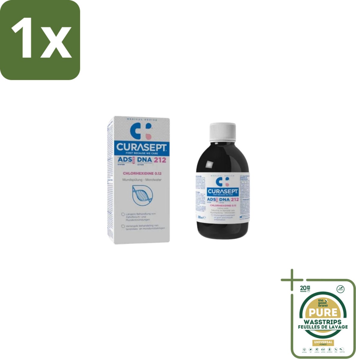 1 x Curasept Mondspoeling ADS DNA 212 0,12% CHX 200 ml- Mondspoeling - Chloorhexidine - Tandvlees - Tandplak - Mondhygiëne