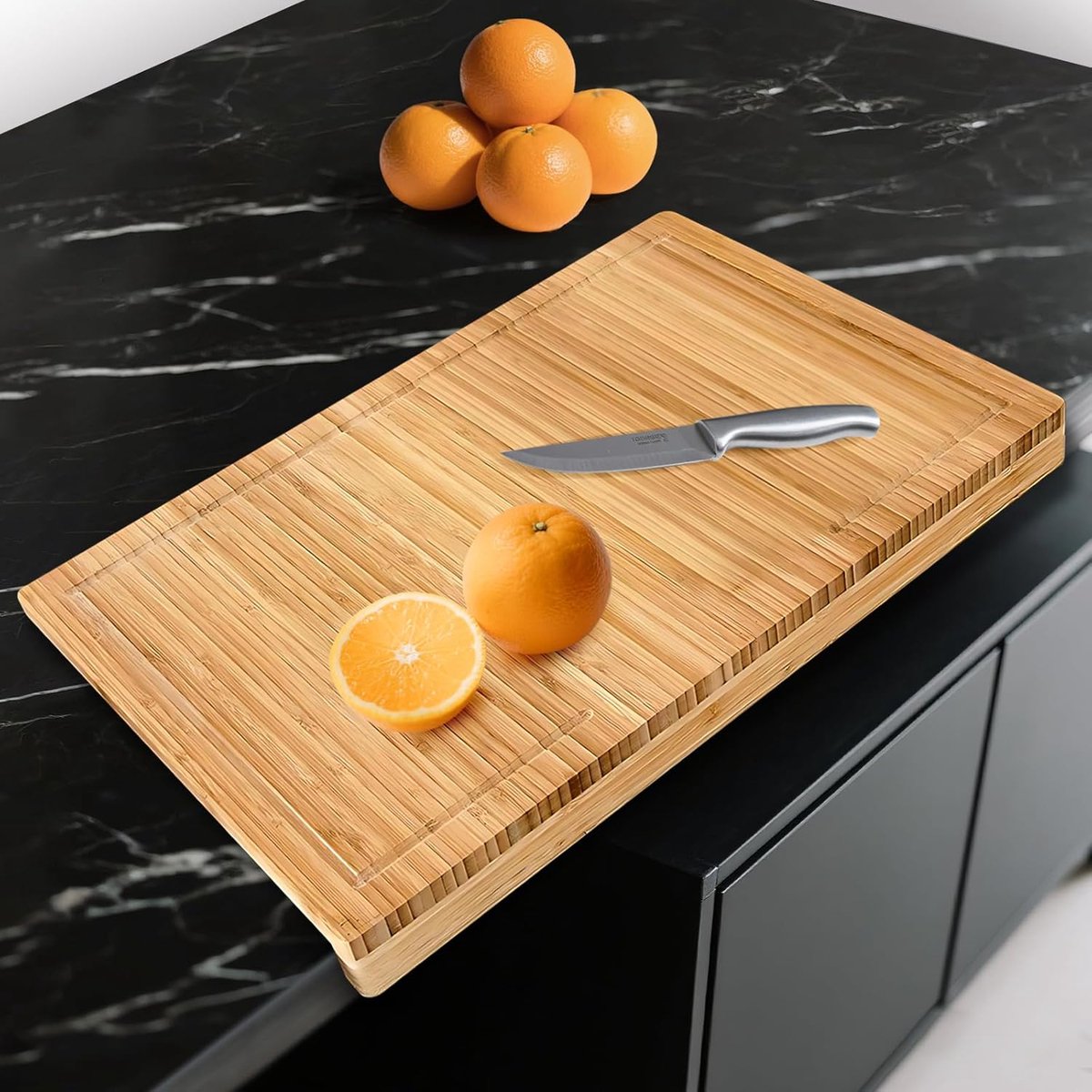 Bamboe Snijplank met Aanslagrand – 45 x 35 cm – Antislip Snijplank voor het Aanrecht – Duurzaam & Hygiënisch