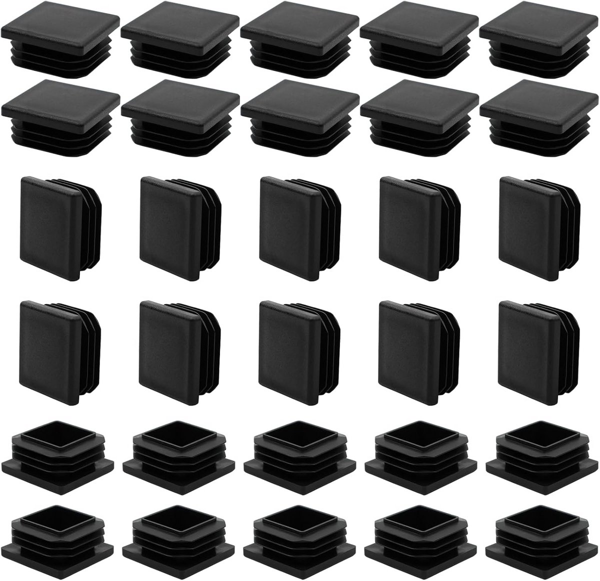 30x30 mm Zwarte Kunststof Einddoppen voor Vierkante Buis (30 Stuks)