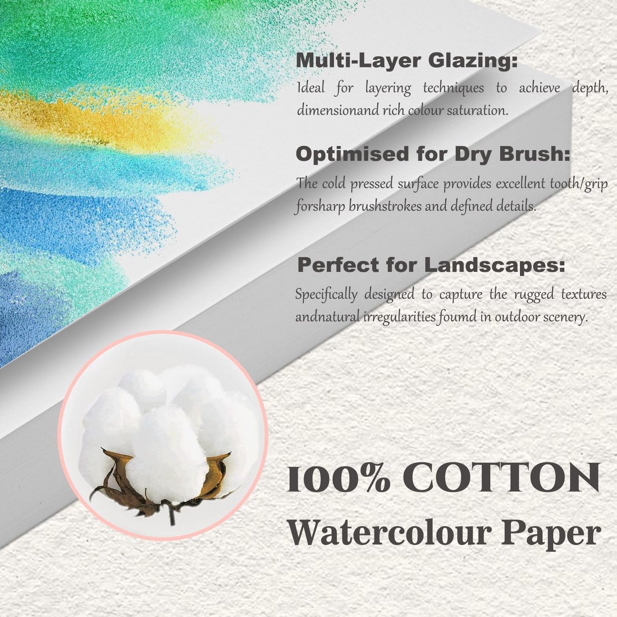 A3 Aquarelpapier 300 g/m² Katoen 80 Vellen Koudpers
