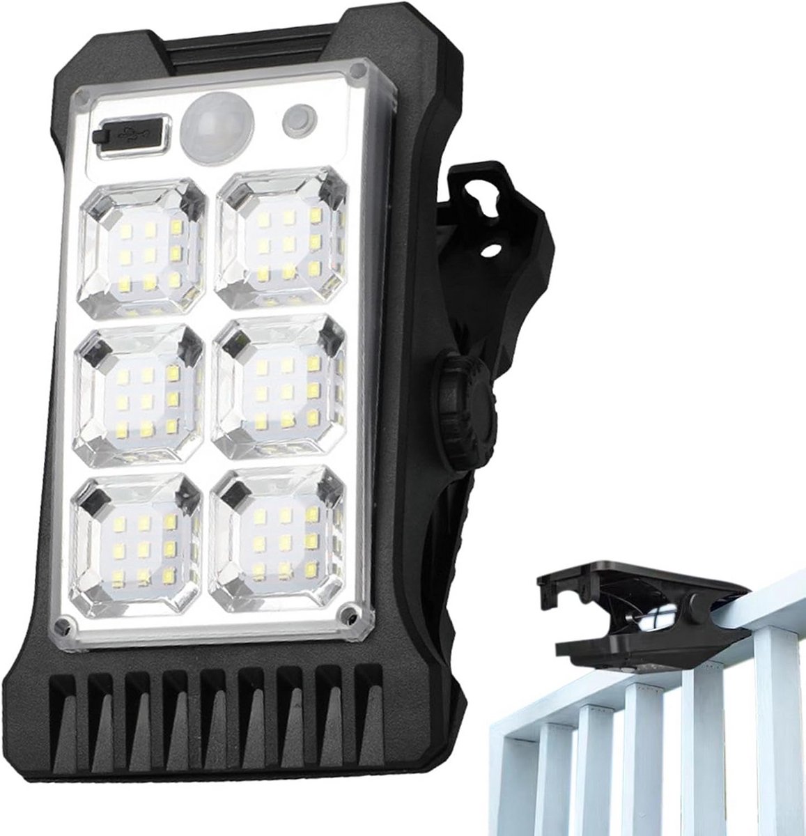 Waterdichte Clip Zonne-buitenlamp met Bewegingssensor & USB Opladen voor Tuin en Oprit