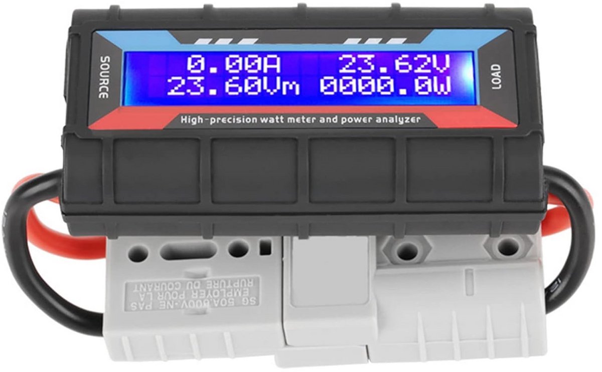 Nauwkeurige Wattmeter Spannings- en Ampèremeter met LCD voor Batterij- en Zonne-energie Analyse (8V-60V, 150A)