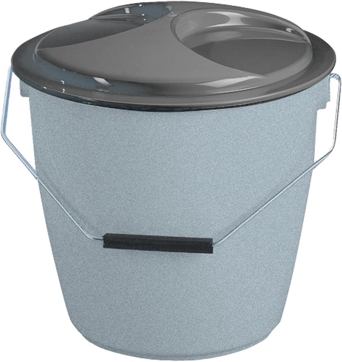 Grote emmer met deksel 16 liter, granietkleur
