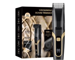 Vacuüm Baardtrimmer Tondeuse Hoofdhaar- Zwart - Scheerapparaat - sterke motor -Verstelbaar 1-20mm - Ingebouwde afzuiging voor snor - Baard - Gezichtshaar- Precisie -Trimmer- Waterdicht - Lange batterij duur - Schoonmaken onder de douche