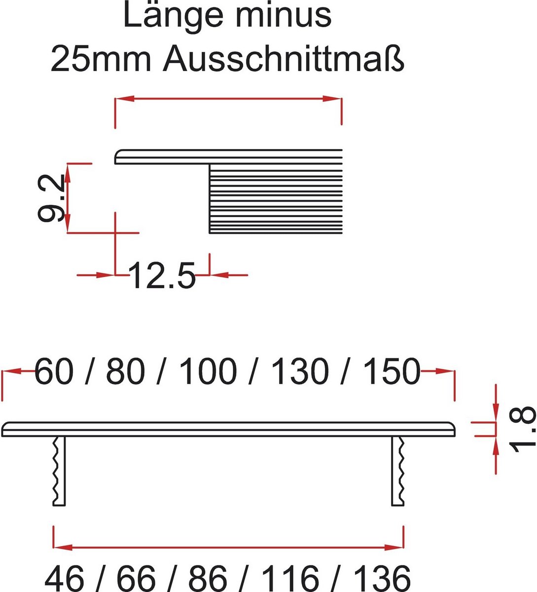 Ventilatierooster 800x80mm Zwart Aluminium - Inzetbaar voor Koelkast, Kast en Deur