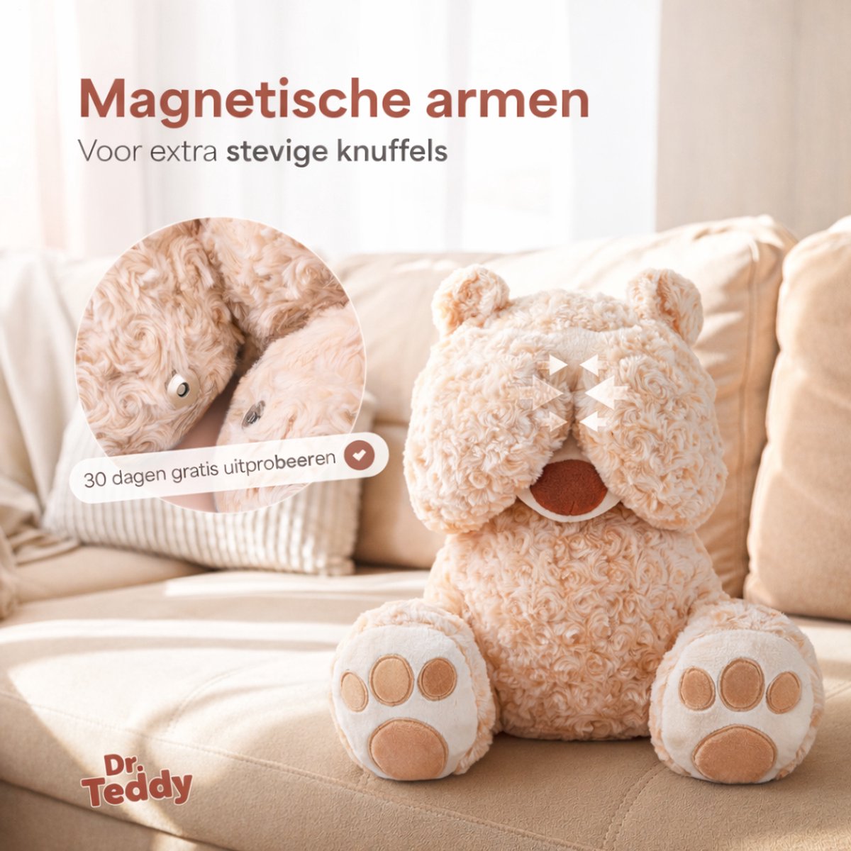 Verzwaringsknuffel - 1.5/2.5KG Verstelbaar - Verzwaarde Knuffel - Weighted Stuffed Animal - Zwaarte Knuffel - Plushie - Grote Knuffelbeer - Zware Slaapknuffel - Sensorisch Speelgoed - Verzwaringskussen - Teddybeer - Autisme - Kinderen & Volwassenen — afbeelding 3
