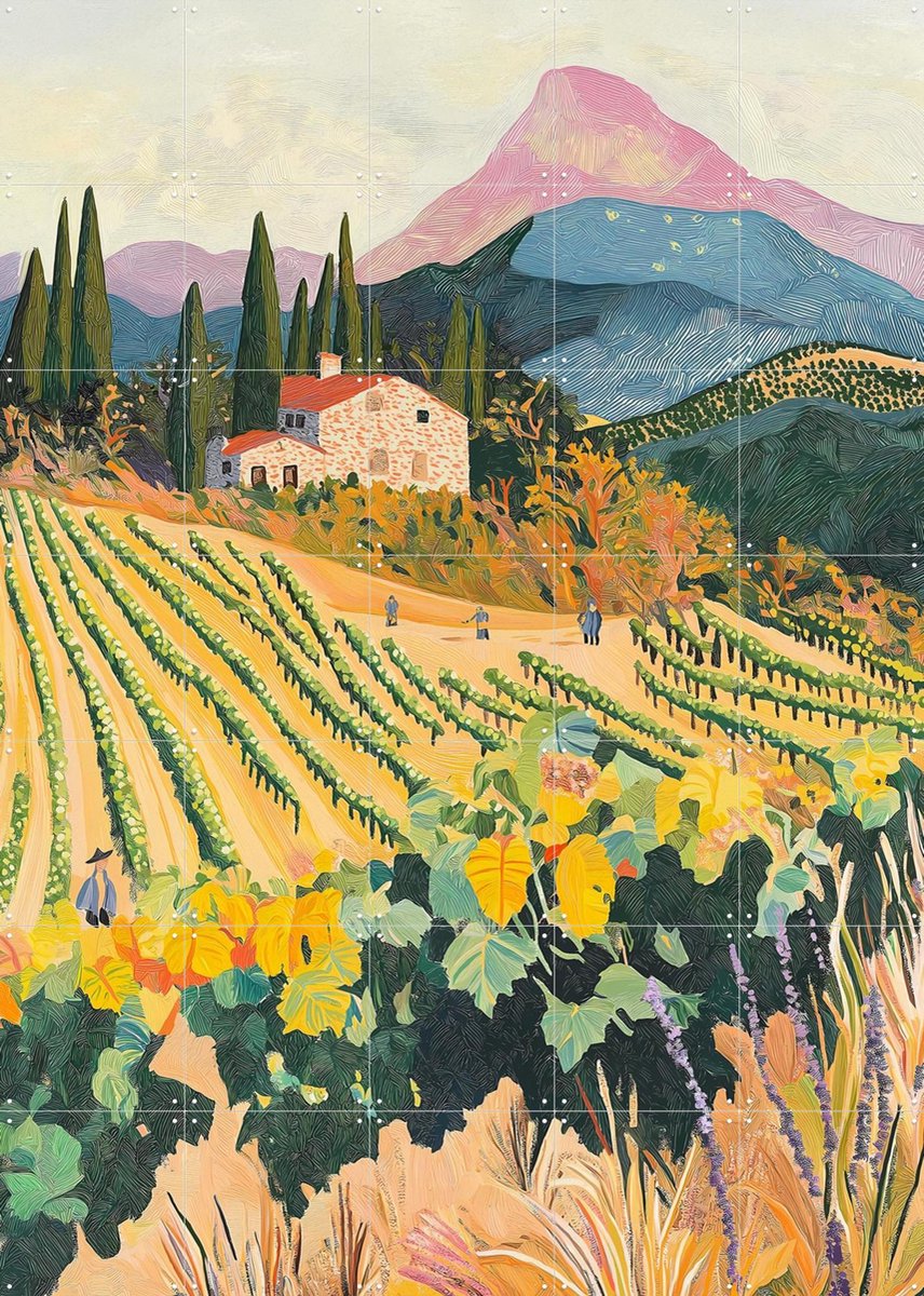 IXXI Bordeaux Fields, Artclaud - 100 x 140 cm - Gratis ophangtool - Grote wanddecoratie en posters - Illustraties, Naturalisme, Fantasierijk