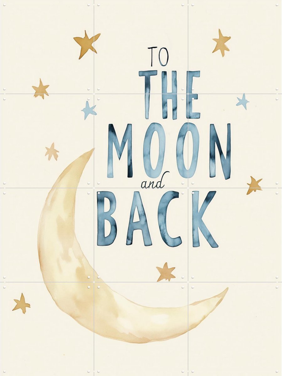 IXXI To the moon and back, Treechild & Various - 60 x 80 cm - Gratis ophangtool - Grote wanddecoratie en posters - Fantasierijk, Aquarel