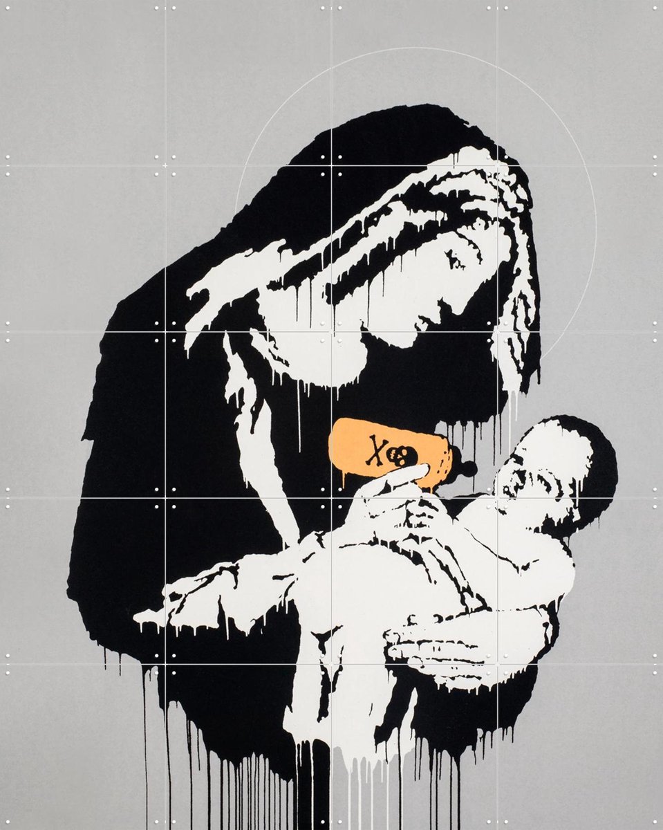 IXXI Toxic Mary, Banksy - 80 x 100 cm - Gratis ophangtool - Grote wanddecoratie en posters - Speels, Pop art, Street art, Illustraties, Mancave
