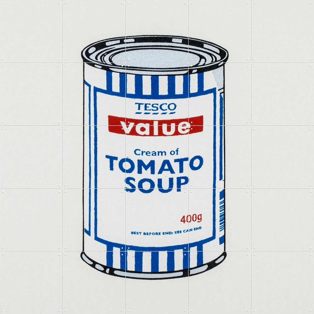 IXXI Tomato Soup Can, Banksy - 100 x 100 cm - Gratis ophangtool - Grote wanddecoratie en posters - Pop art, Speels, Illustraties, Street art, Grafisch