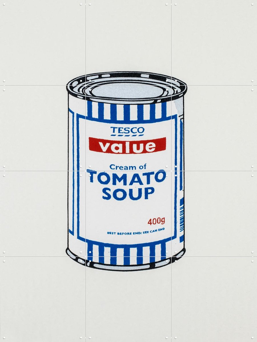 IXXI Tomato Soup Can, Banksy - 60 x 80 cm - Gratis ophangtool - Grote wanddecoratie en posters - Pop art, Speels, Illustraties, Street art, Grafisch