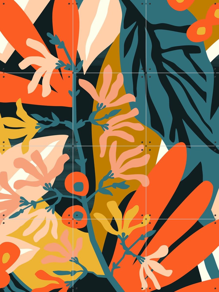 IXXI Budding Branch, Megan Gallagher - 60 x 80 cm - Gratis ophangtool - Grote wanddecoratie en posters - Kleurrijk, Speels, Illustraties, Woonkamer