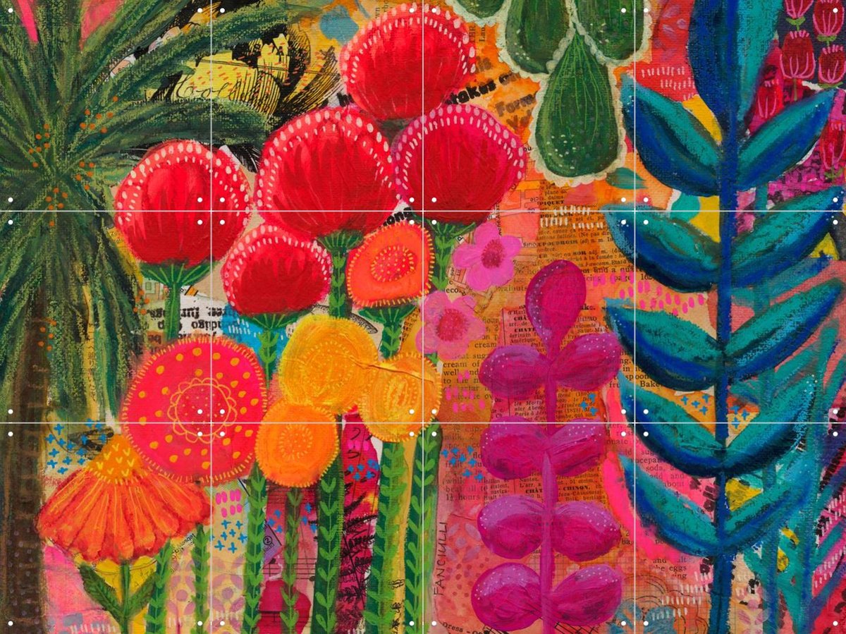 IXXI Edwina, Yvette Fanciulli - 80 x 60 cm - Gratis ophangtool - Grote wanddecoratie en posters - Gemengde Technieken, Kleurrijk, Speels, Woonkamer