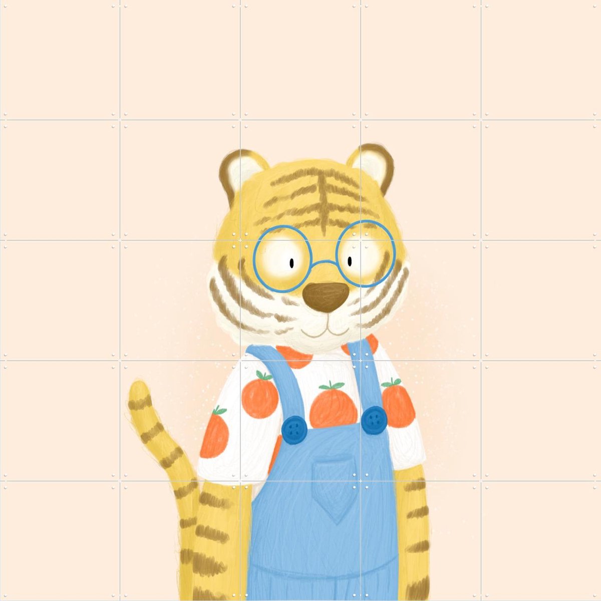 IXXI Fruit Tiger, Studio Phie - 100 x 100 cm - Gratis ophangtool - Grote wanddecoratie en posters - Cartoonesk, Fantasierijk, Kleurrijk, Illustraties
