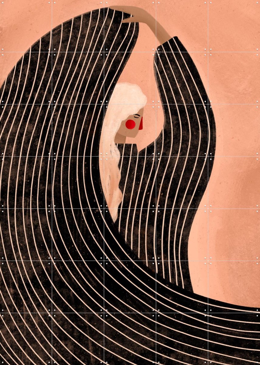 IXXI The Woman With the Black Dress, Bea Müller & Various - 100 x 140 cm - Gratis ophangtool - Grote wanddecoratie en posters - Line art