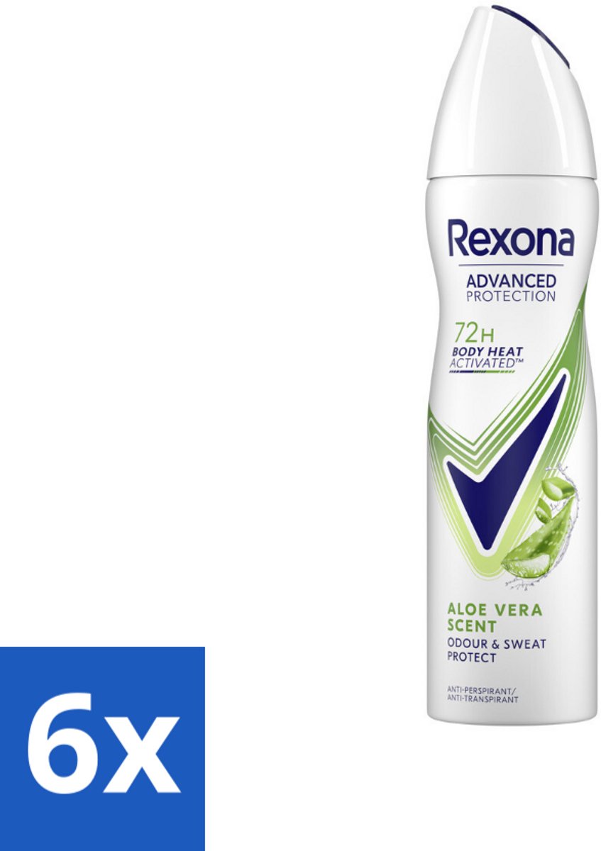 6 x Rexona - Deodorant - Spray - Aloe Vera Scent - 150ml - Deodorant Spray - Zweetbestendig - Fris - Aloë Vera - Huidverzorgend