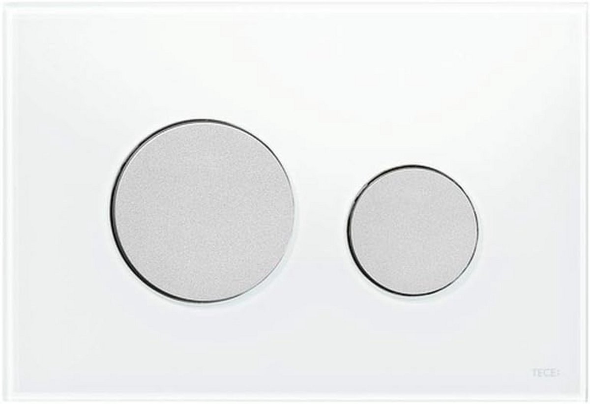 Wc Bedieningsplaat Glas Wit Chroom Dubbele Spoeltechniek