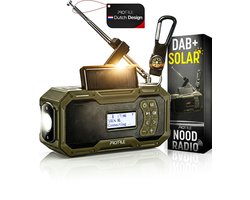 Noodradio Solar Opwindbaar - DAB+ / FM Nood Radio - 5000 mAh Powerbank Zonneenergie - Bouwradio - Badkamer Radio - Noodpakket