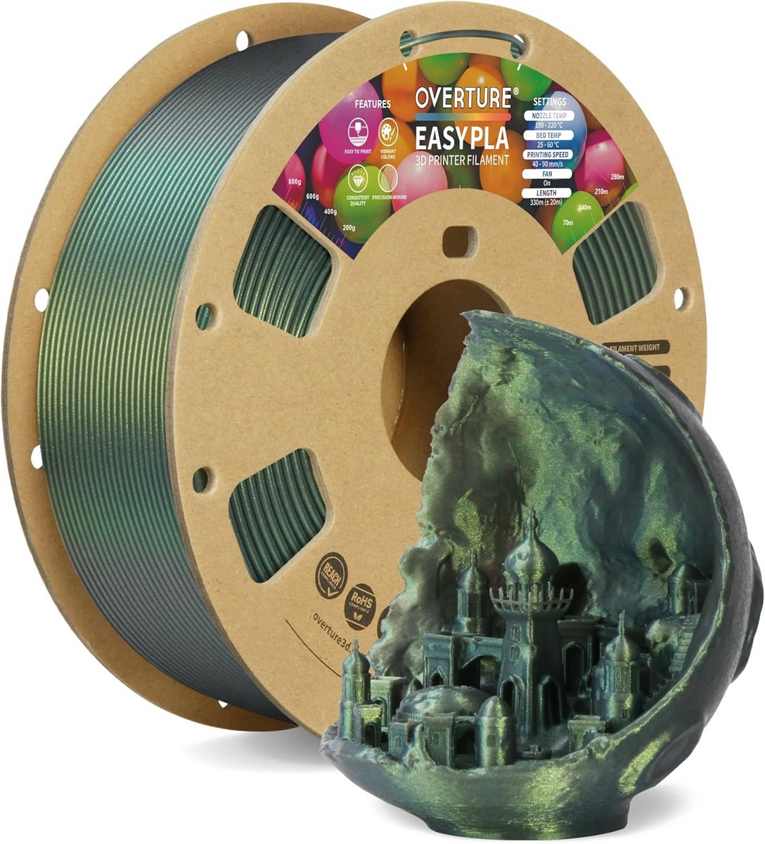 Kleurwisselend PLA 1.75mm 3D Printer Filament 1kg Groen Starlight - Hoge Precisie