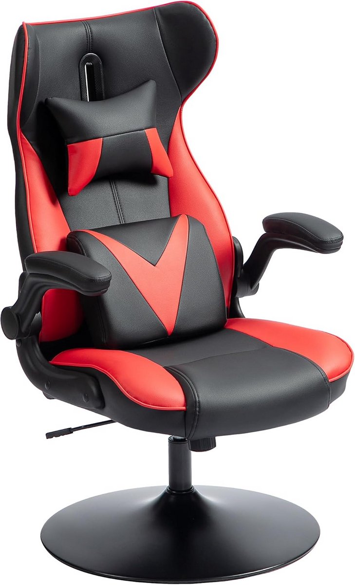 Ergonomische Gaming Stoel met Kantelfunctie - Verstelbare Hoogte en Lendensteun - Zwart/Rood