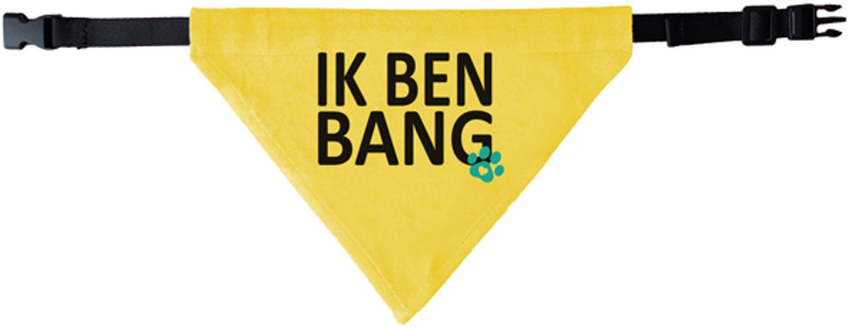 Gele halsband bandana - Ik ben bang. Een Gele honden bandana staat voor signalering en veiligheid en valt goed op!