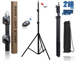 HiCHi® 8809 Telefoon Statief 65~210cm - Camerastatief - Tripod smartphone - Statief – Standaard - Tripod 210cm met Draagtas