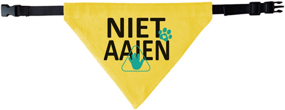 Gele honden bandana met verstelbare halsband - Niet aaien (hand) - De gele hond, voor signalering en veiligheid.