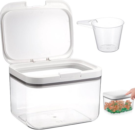 Opbergbox voor Wasmiddel en Waspoeder, 2,8 Liter - Luchtdicht Deksel - Klemvergrendelingen - Kleding en Garage Opbergen.