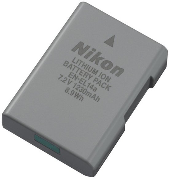 Nikon EN-EL14a oplaadbare Li-ion accu voor camera, hoge capaciteit, extra batterij, lange gebruiksduur