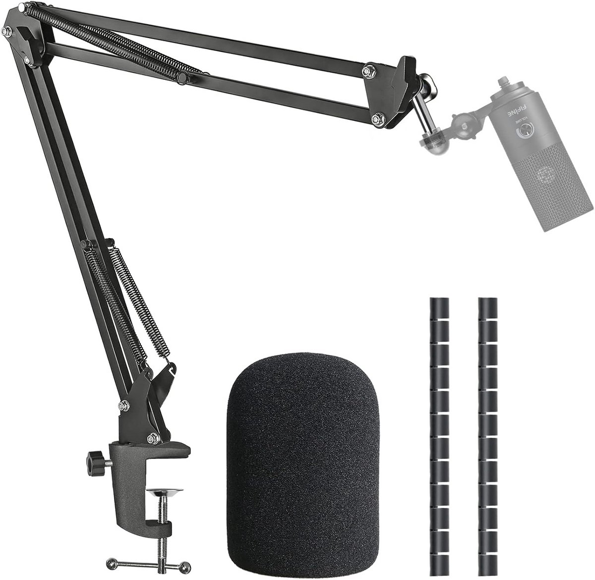 Verstelbare Microfoonarm met Popfilter en Kabelbeheer voor USB-Microfoons