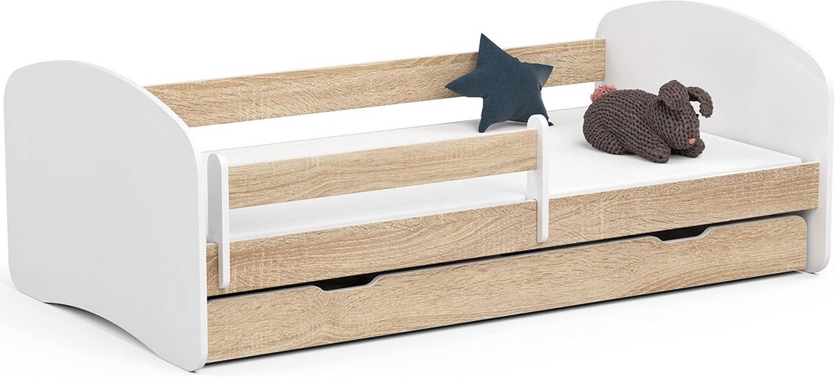 Eenpersoons Kinderbed 180x90 cm met Matras en Opberglade - Compleet Kinderkamer Bed Set