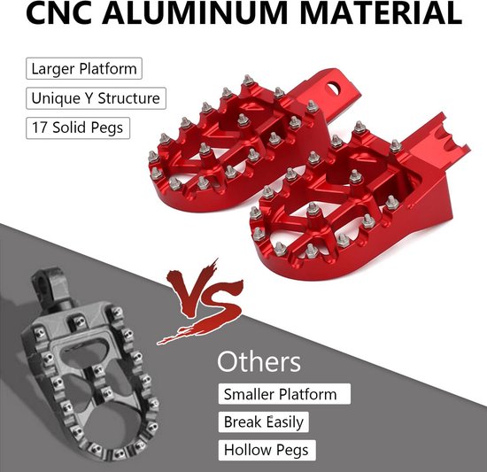 Universele CNC Voetsteunen Voetpedalen Rood voor Pitbike CRF XR 50 70 110 en Chinese Motocross van universele — afbeelding 4