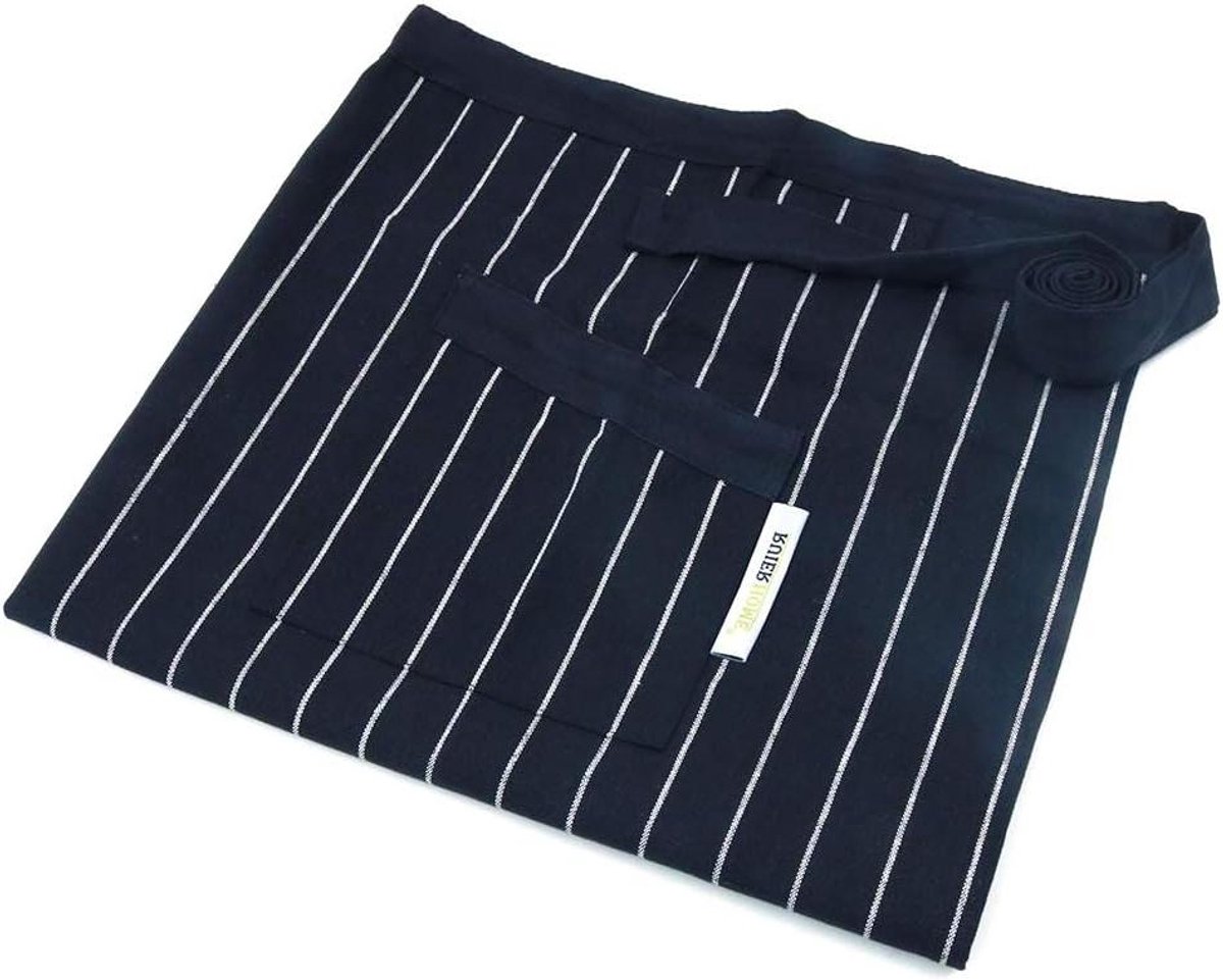 Tailleschort met zakken voor koken, bakken en barbecue - geruite streep design