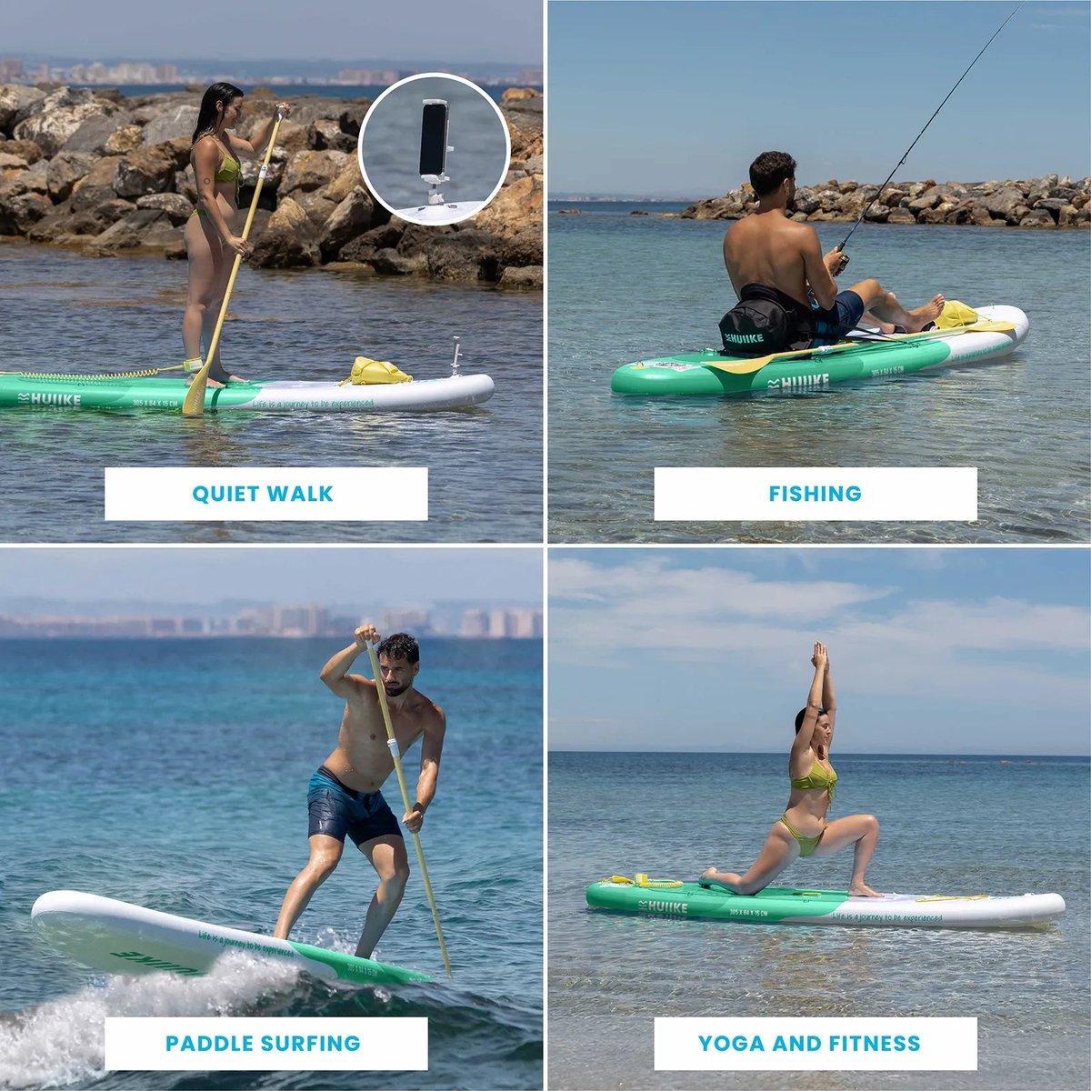 HUIIKE SUP Board - Opblaasbaar Paddle Board met Accessoires, Peddel, Vinnen, Pomp - Stand Up Paddle met Hoge Stabiliteit - 305 x 84 x 15 cm - Max. 130 kg – foto 5