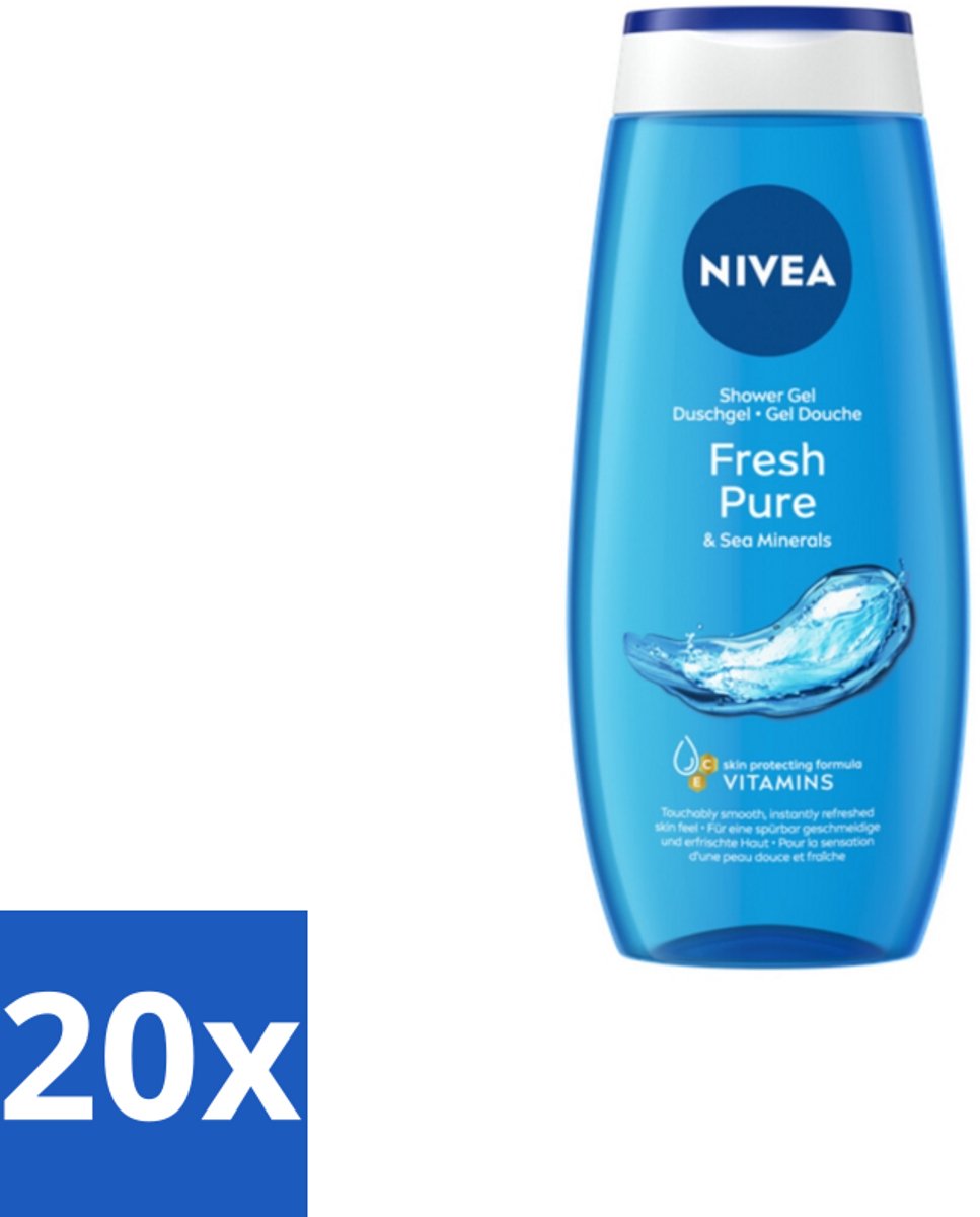 NIVEA Douchegel Fresh Pure 250 ml - Bulkverpakking - 20 stuks