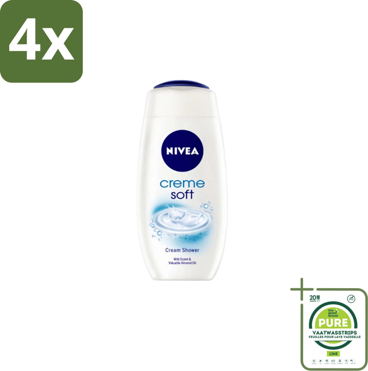 Nivea – Douchegel – Creme Soft – 750 ml - Voordeelverpakking - 4 stuks - Douchegel - Huidverzorging