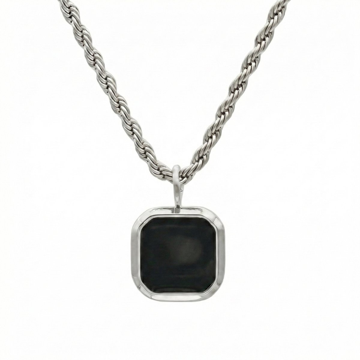 Thomasiny® Black Vanta Zilver – Heren Ketting met Zwarte Steen – Luxe Minimalistisch Design – 316L RVS