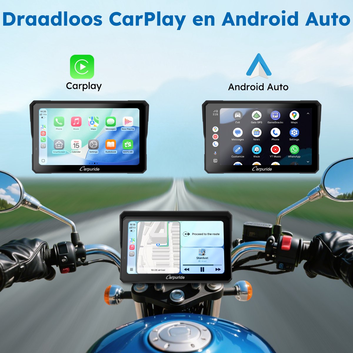 CARPURIDE W702 - 7 inch - Motor Carplay Scherm - draadloze CarPlay