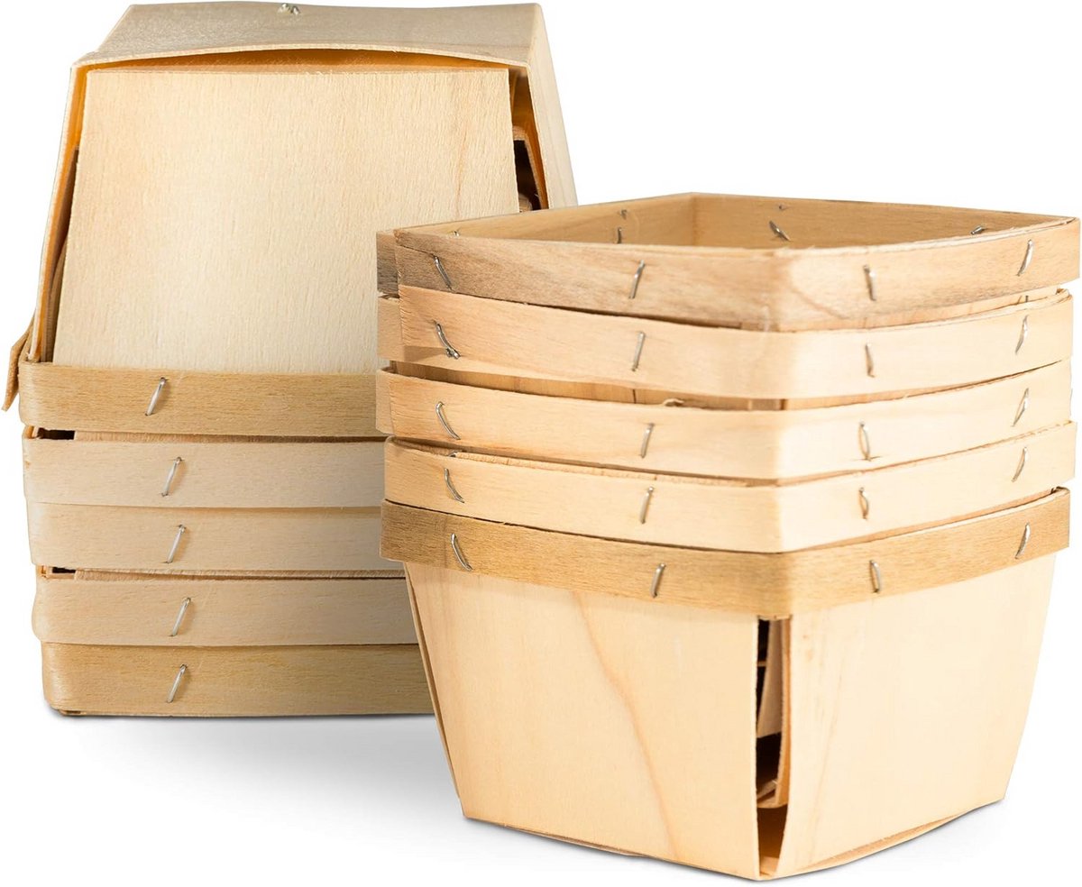 Houten Fruit- en Bessenmandjes (10 Stuks) voor Plukken en Knutselen