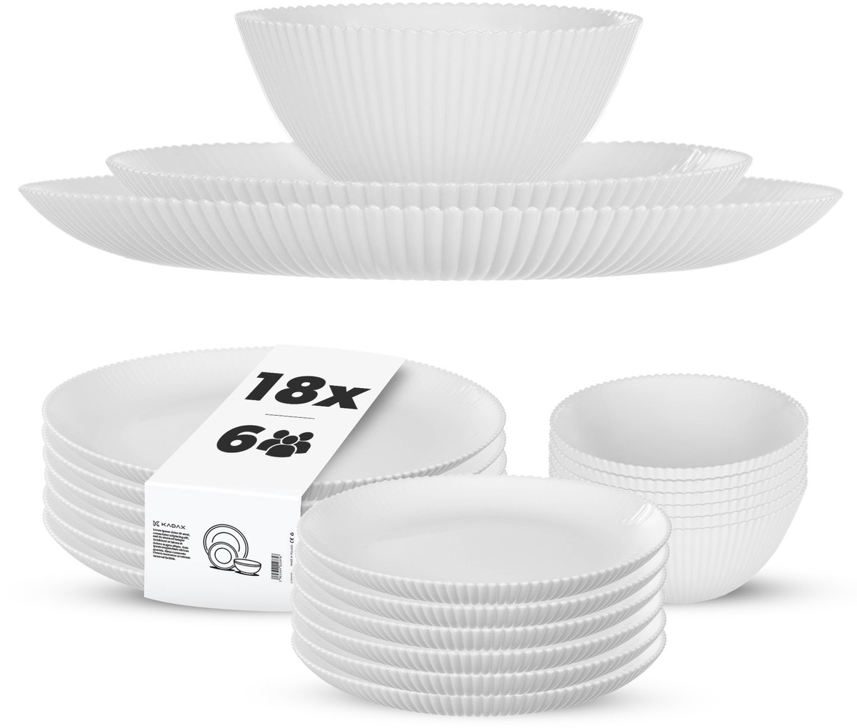KADAX dessertbord, ondiep bord, slakom Aurora 6-delig wit K16387