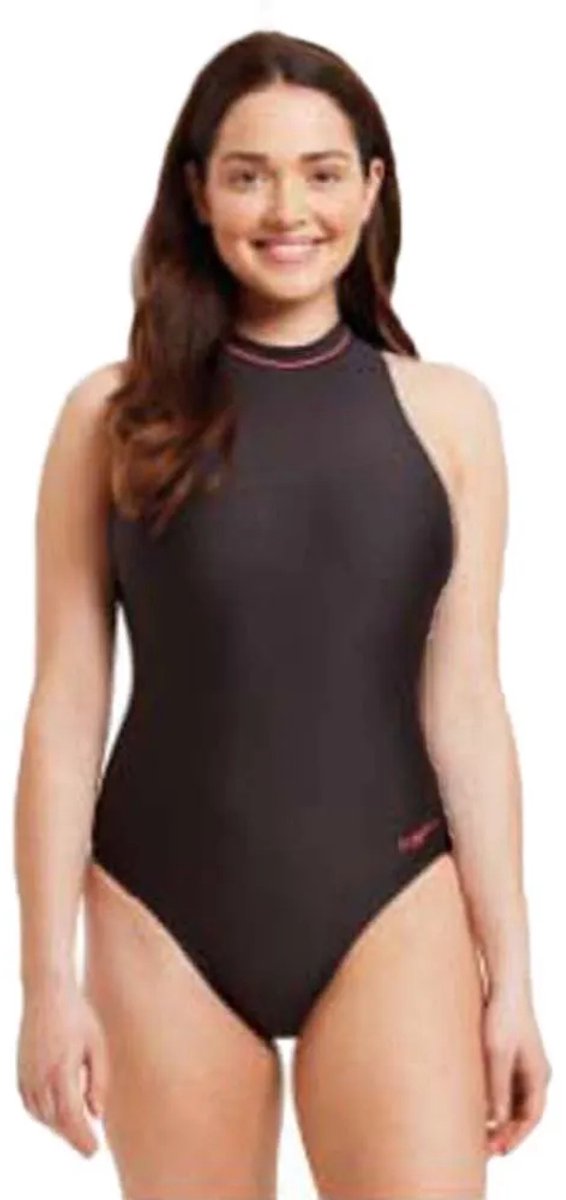 Zoggs Cable Zipped Hi Neck Zwemkleding Zwart 34 Vrouw Black