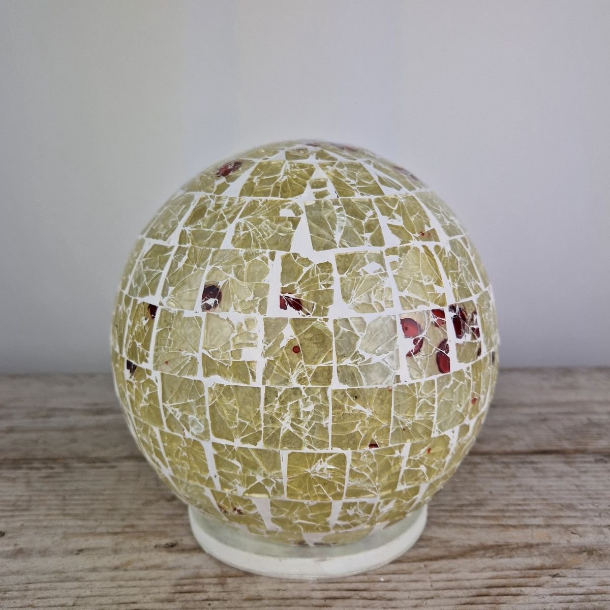 Tafellamp - Slaapkamer - Woonkamer - Mozaikbol - Glas - E27-Wit/Rood