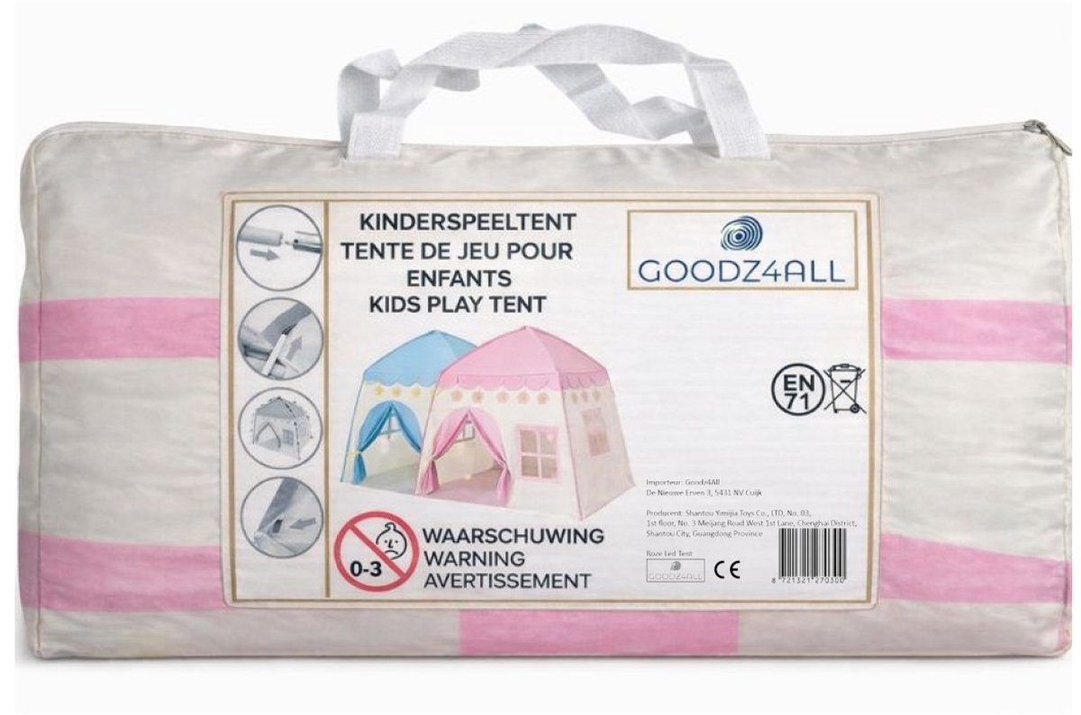 Goodz4All Roze Speeltent Kindertent Speelhuisje Tent met Verlichting Ledlampjes — afbeelding 3