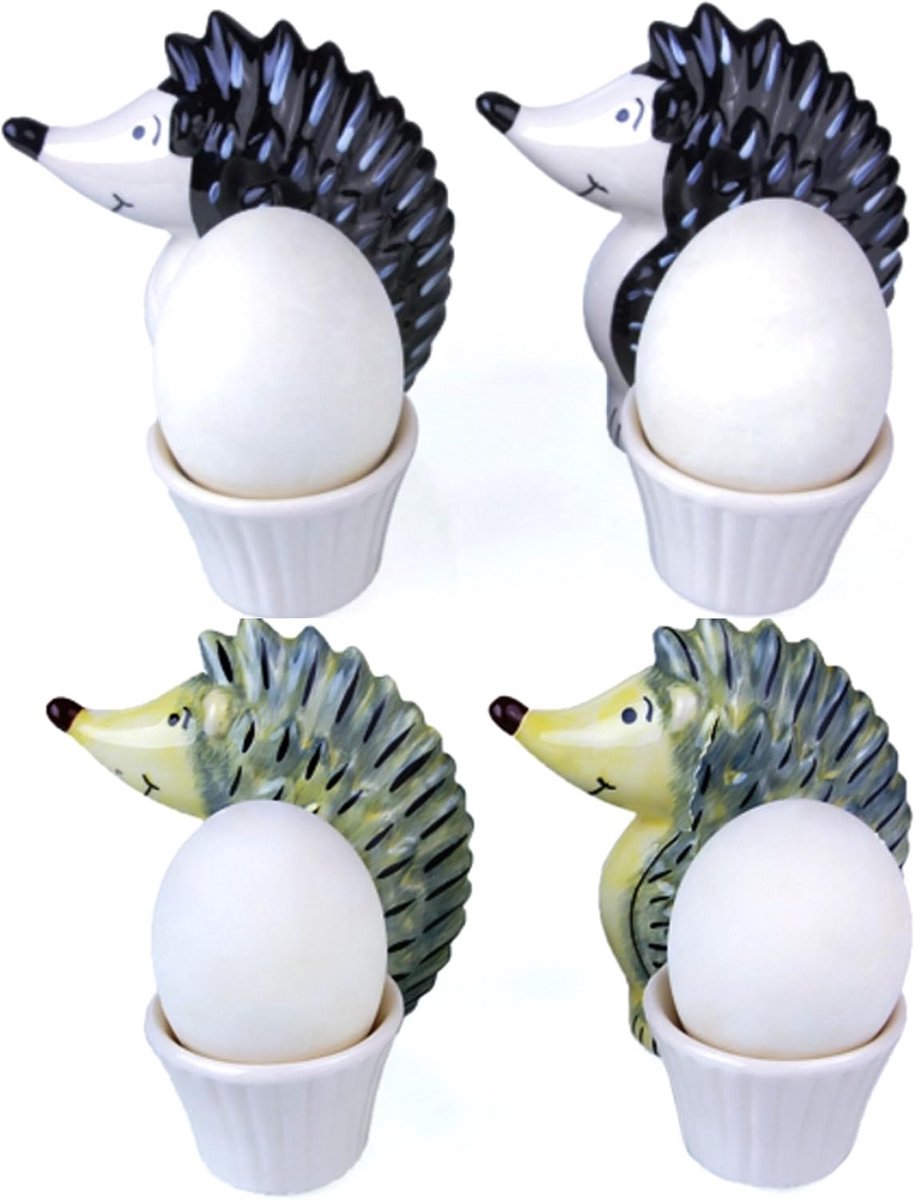 Set van 4 Keramiek Eierdopjes met Dierfiguren